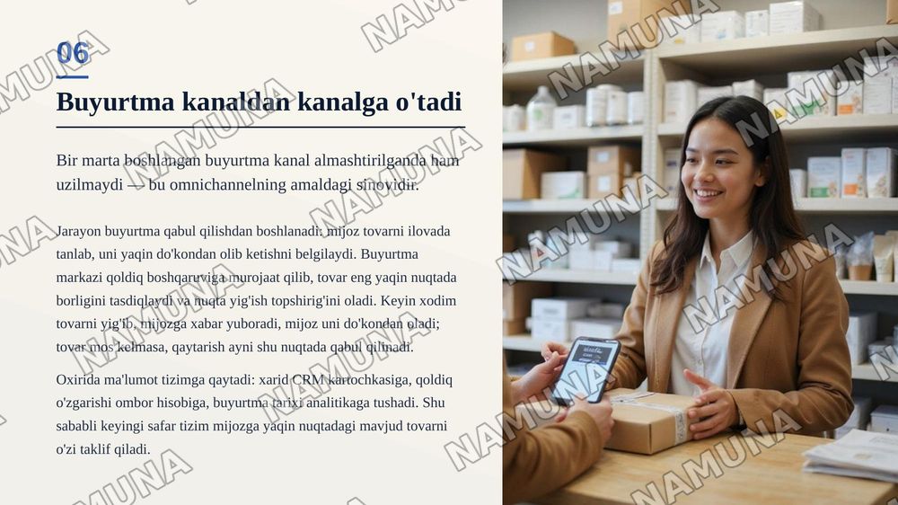 Omnichannel  (ko’p kanalli) savdo tizimi va zamonaviy taqsimlash kanallarini loyihalash. — zamonaviy taqdimot, 7-slayd