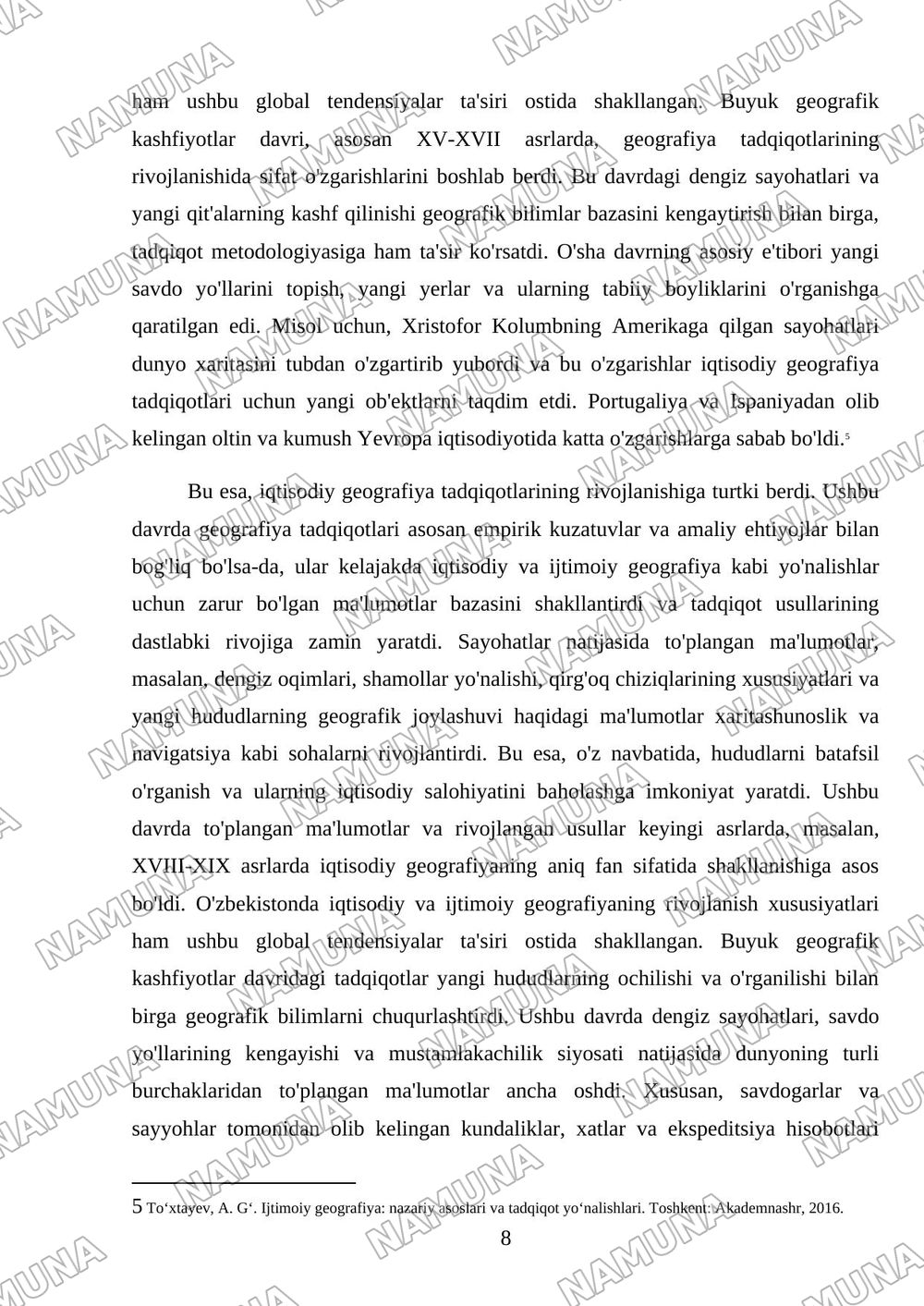 Iqtisodiy ijtimoiy geografiya tadqiqot usullari — mustaqil ish, 8-varaq