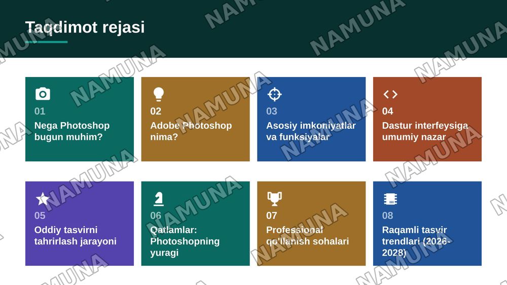 ADOBE PHOTOSHOP DASTURI BILAN UMUMIY TANISHUV — zamonaviy taqdimot, 2-slayd