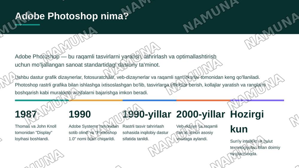 ADOBE PHOTOSHOP DASTURI BILAN UMUMIY TANISHUV — zamonaviy taqdimot, 4-slayd