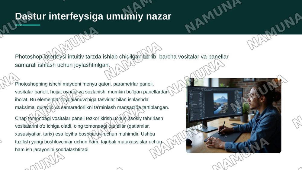 ADOBE PHOTOSHOP DASTURI BILAN UMUMIY TANISHUV — zamonaviy taqdimot, 6-slayd