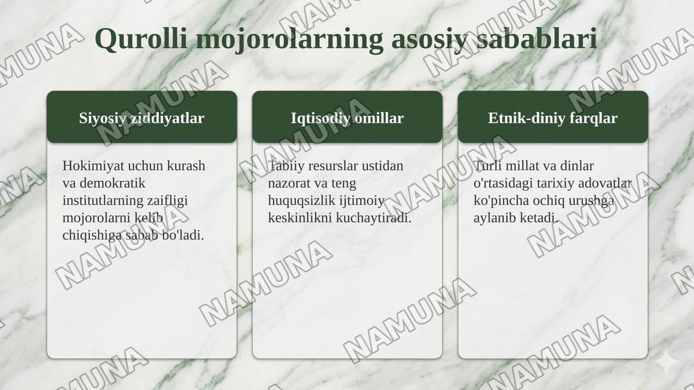 Qurolli mojorolar — taqdimot, 7-slayd