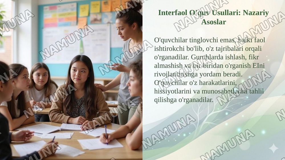 Yoshlarning emotsional intellekt salohiyatini rivojlantirishda yunogogikaning interfaol yondashuvlari — taqdimot, 6-slayd