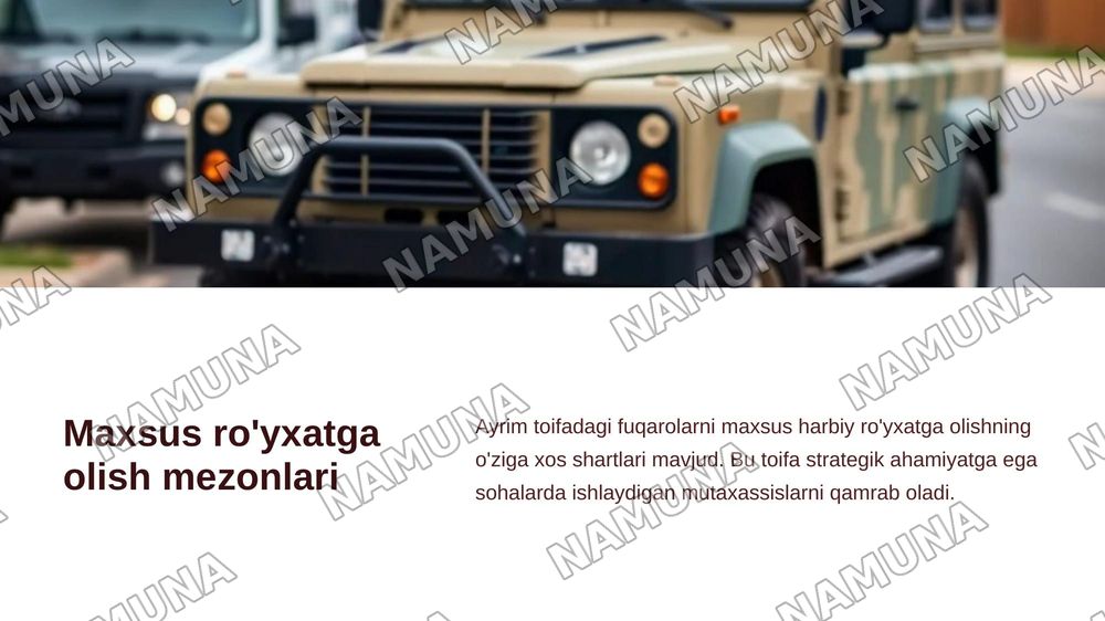 Harbiy royhat turlari — zamonaviy taqdimot, 7-slayd