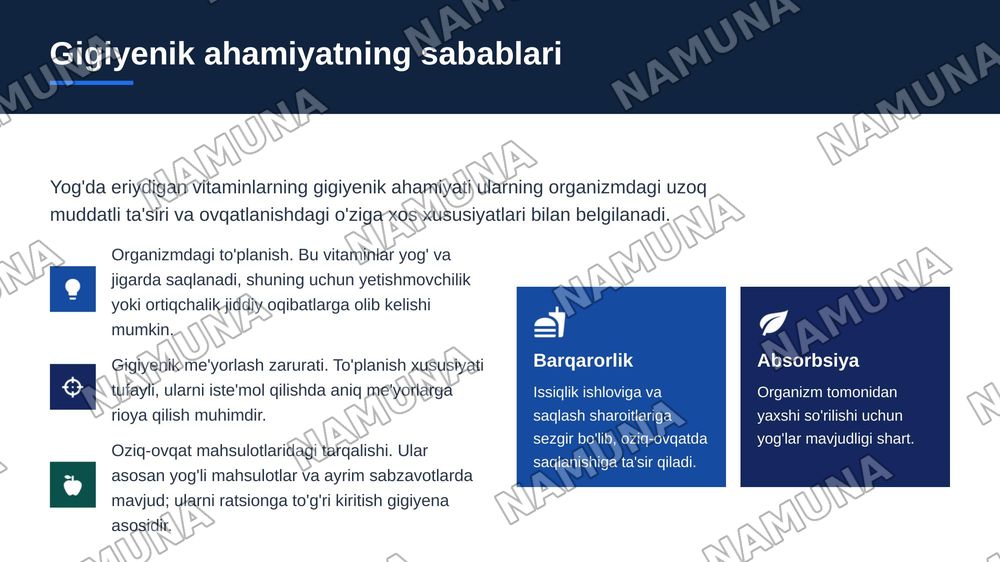 Yog’da eriydigan vitaminlarning ovqatlanishdagi gigiyenik ahamiyati — zamonaviy taqdimot, 5-slayd