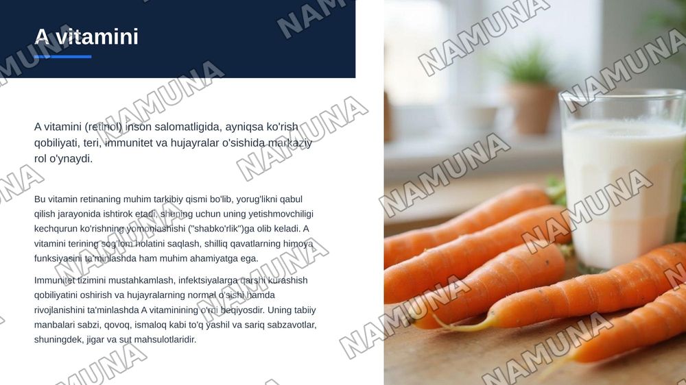 Yog’da eriydigan vitaminlarning ovqatlanishdagi gigiyenik ahamiyati — zamonaviy taqdimot, 6-slayd