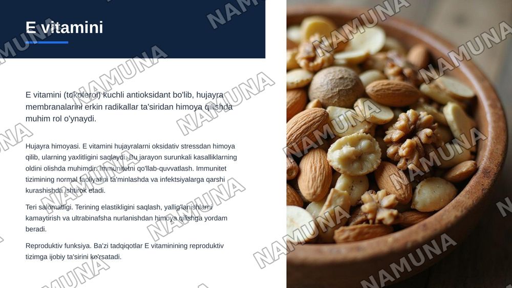 Yog’da eriydigan vitaminlarning ovqatlanishdagi gigiyenik ahamiyati — zamonaviy taqdimot, 8-slayd