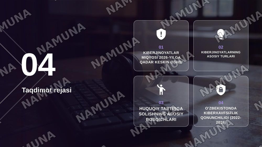 Kiberjinoyatlar va ularning huquqiy tartibga solinishi — zamonaviy taqdimot, 2-slayd