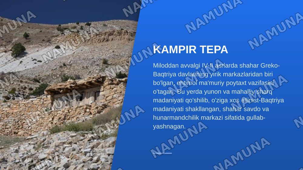 KAMPIR TEPA — zamonaviy taqdimot, 5-slayd