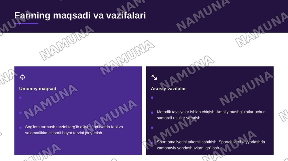 Jismoniy madaniyat nazariyasi va metodikasi fanining magsadi
hamda vazifaları — zamonaviy taqdimot, 6-slayd