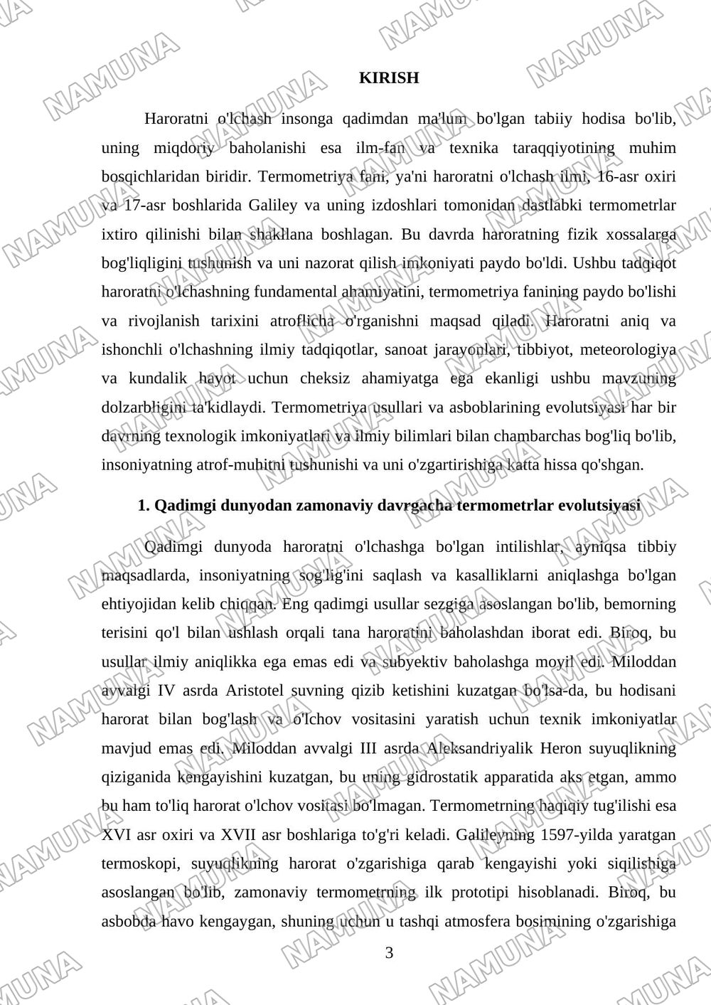 Harorat o'lchov asboblarining yaratish tarixi, termometriya usullari va ularning ahamiyati — mustaqil ish, 3-varaq