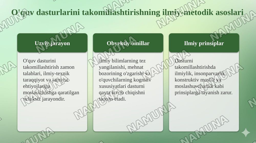 Xorijiy mamlakatlarning fan dasturini tahlil qilish va takomillashtirish boʻyicha xulosa tayyorlash — taqdimot, 4-slayd