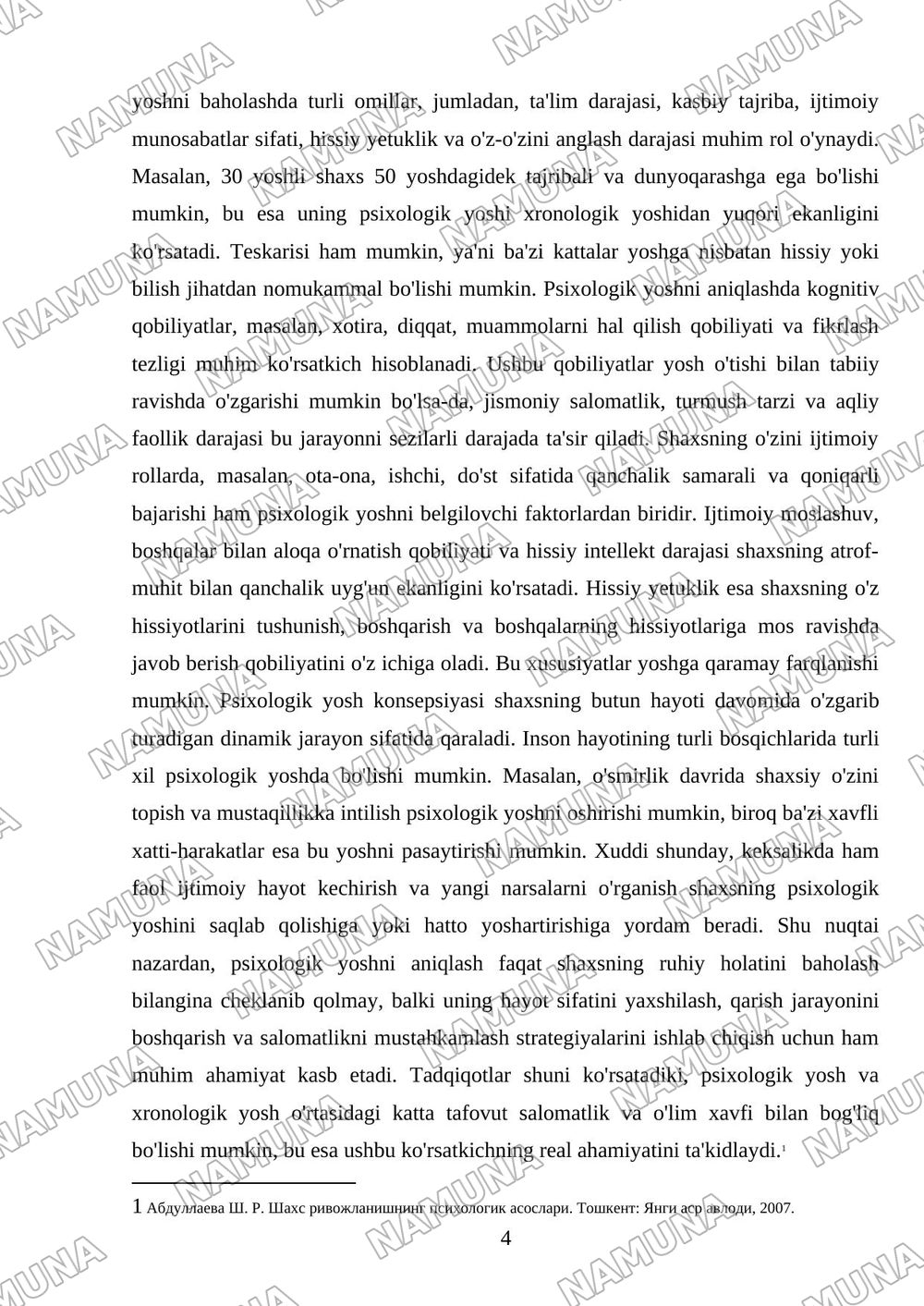 Psixologik va biologik yosh — mustaqil ish, 4-varaq
