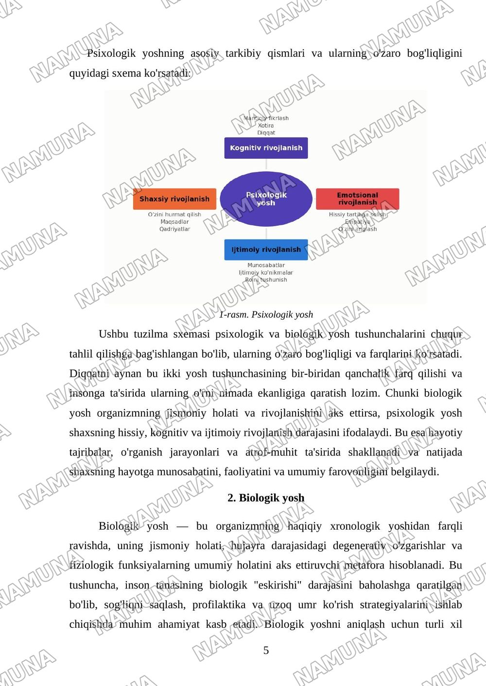 Psixologik va biologik yosh — mustaqil ish, 5-varaq