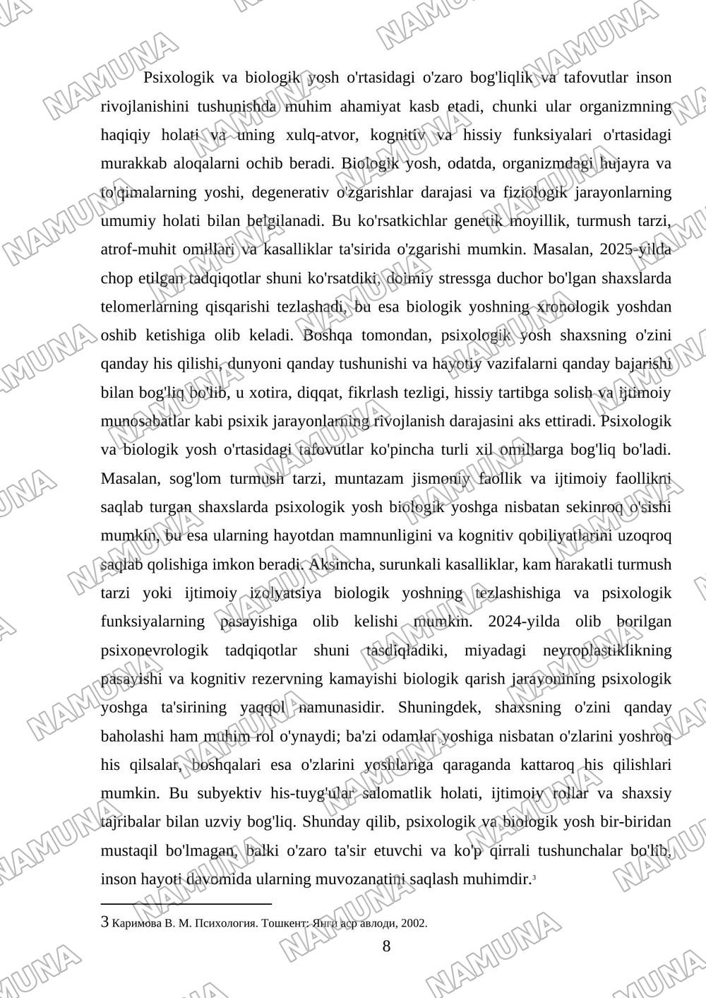 Psixologik va biologik yosh — mustaqil ish, 8-varaq
