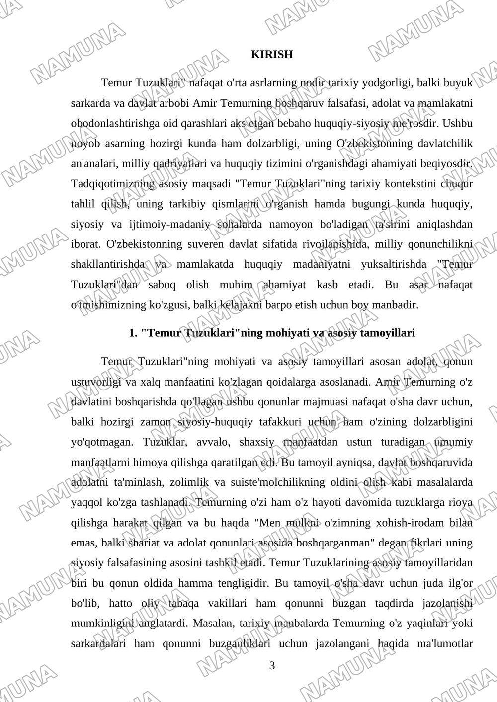 Temur Tuzuklari va uning hozirdi davrdagi ahamiyati — mustaqil ish, 3-varaq