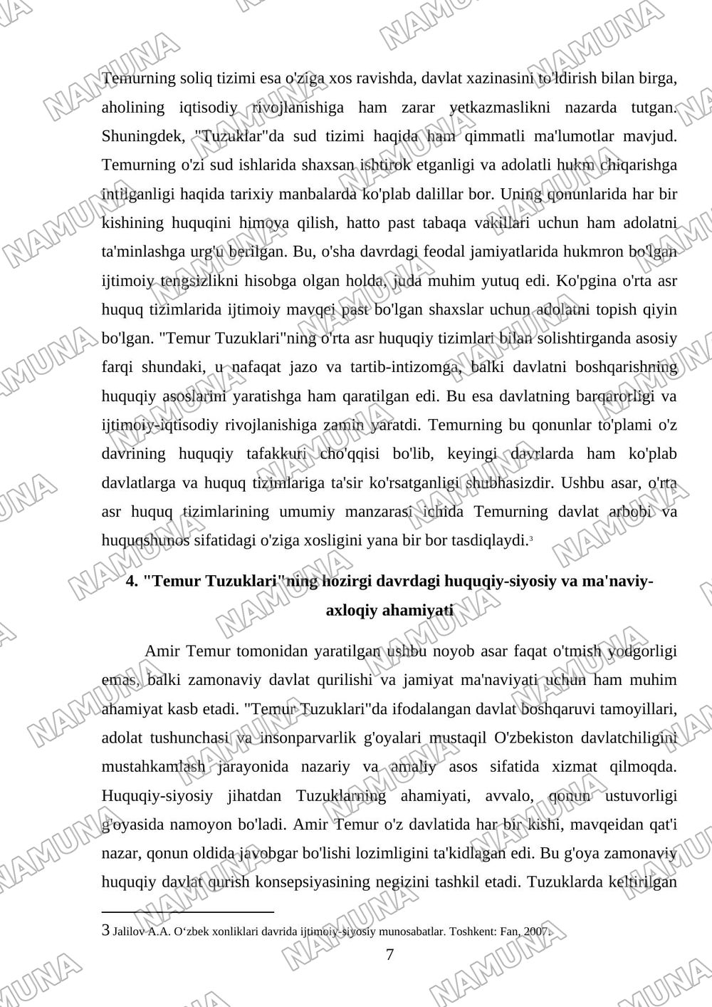 Temur Tuzuklari va uning hozirdi davrdagi ahamiyati — mustaqil ish, 7-varaq