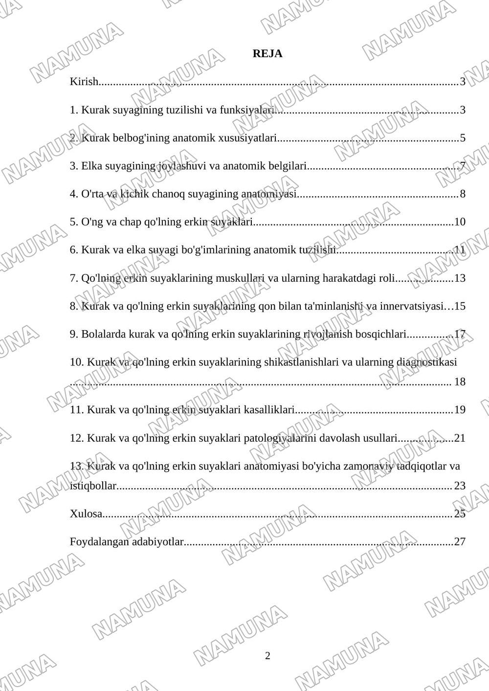 Kurak umrov va qoʻlning erkin suyaklari — referat, 2-varaq