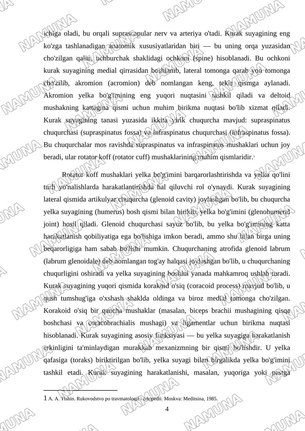 Kurak umrov va qoʻlning erkin suyaklari — referat, 4-varaq