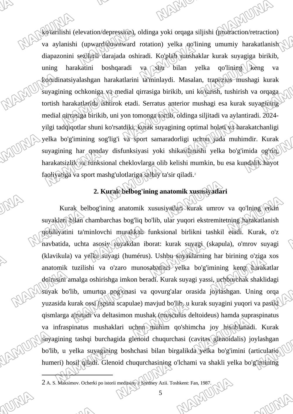 Kurak umrov va qoʻlning erkin suyaklari — referat, 5-varaq