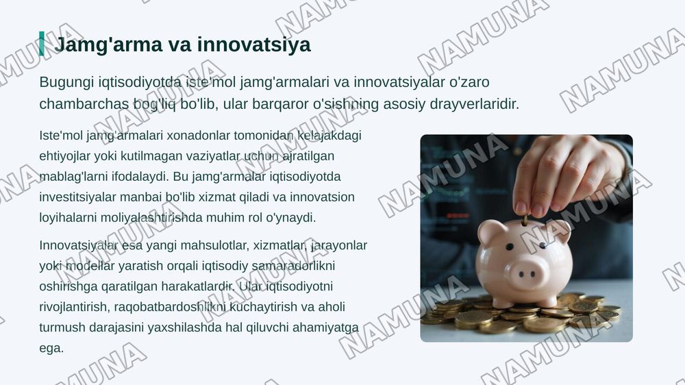 Iste'mol jamgʻarma va innovatsiyalar — zamonaviy taqdimot, 3-slayd