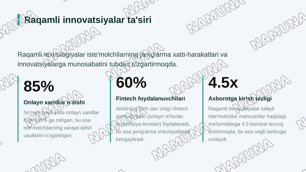 Iste'mol jamgʻarma va innovatsiyalar — zamonaviy taqdimot, 8-slayd