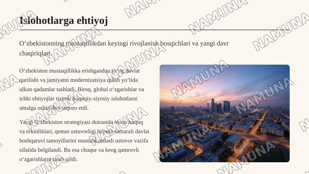 Oʻzbekistonda huquqiy siyosiy islohotlarning amalga oshirilishi — zamonaviy taqdimot, 3-slayd