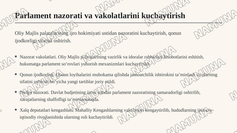Oʻzbekistonda huquqiy siyosiy islohotlarning amalga oshirilishi — zamonaviy taqdimot, 7-slayd