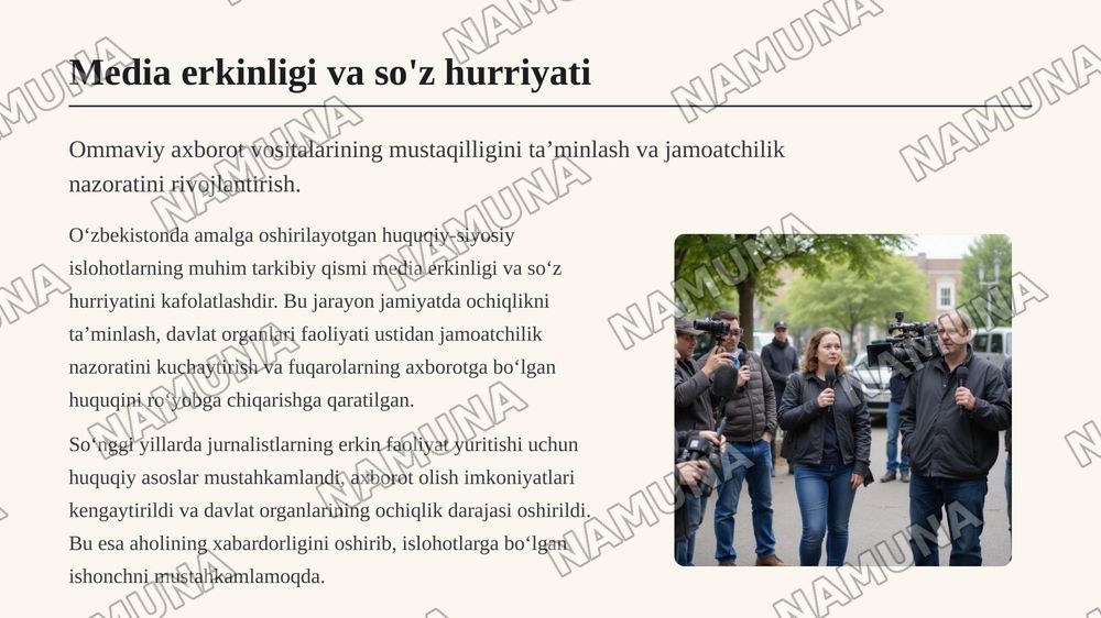 Oʻzbekistonda huquqiy siyosiy islohotlarning amalga oshirilishi — zamonaviy taqdimot, 8-slayd