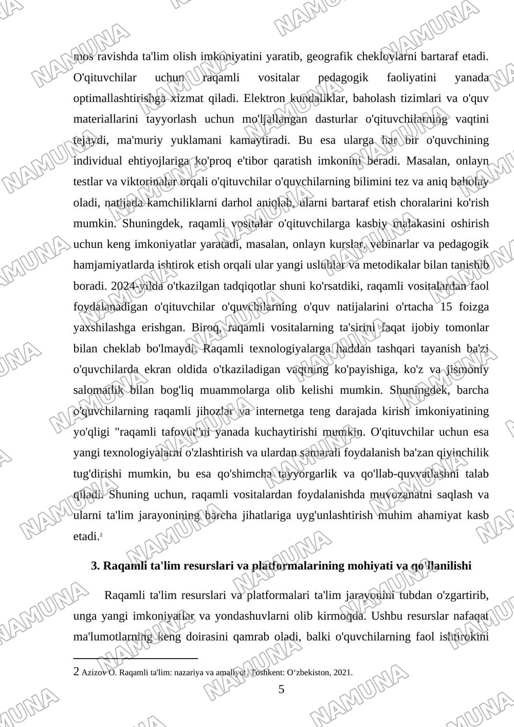 Raqamli texnologiyalarining ta'lim jarayonidagi o'rni — referat, 5-varaq