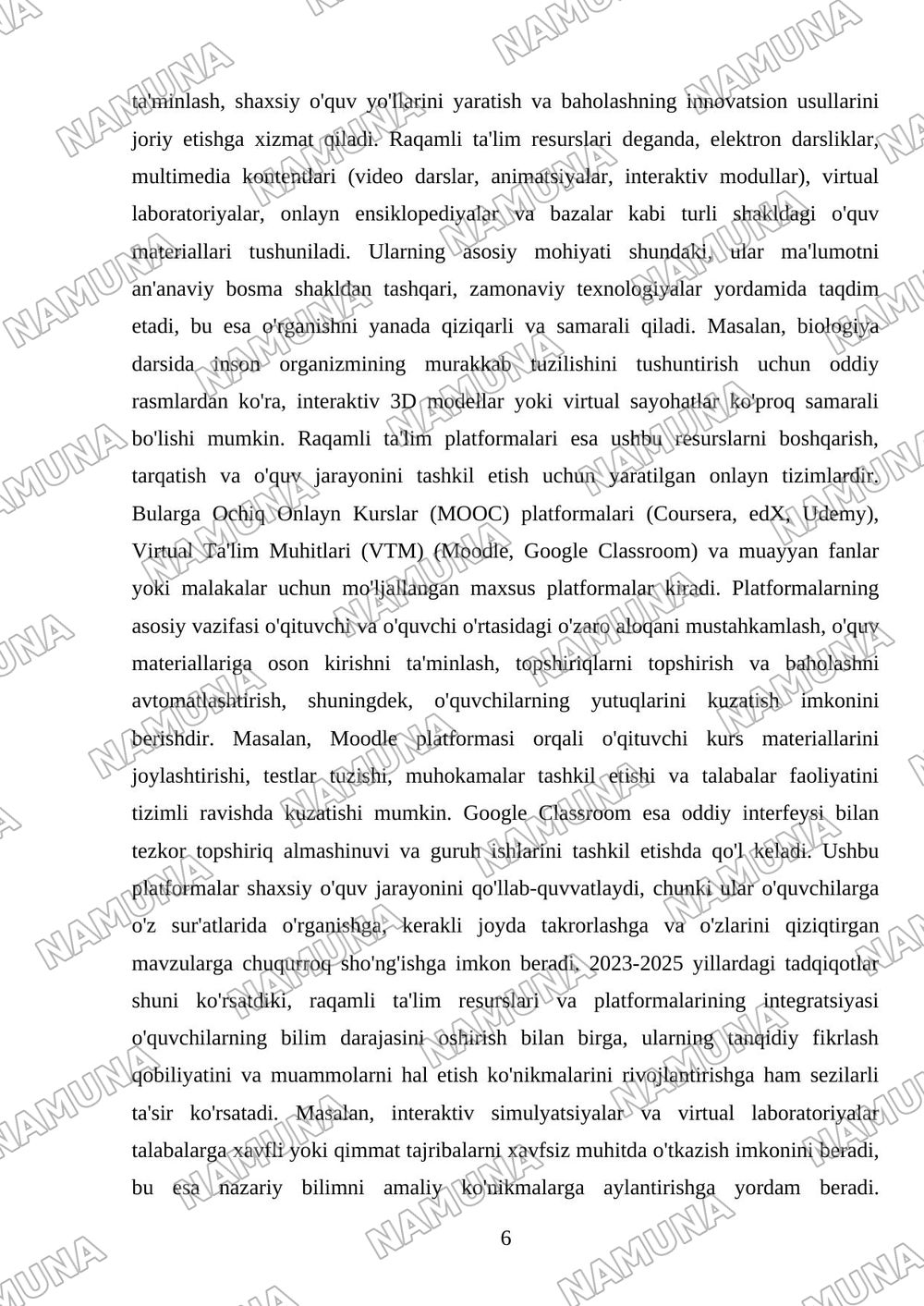 Raqamli texnologiyalarining ta'lim jarayonidagi o'rni — referat, 6-varaq