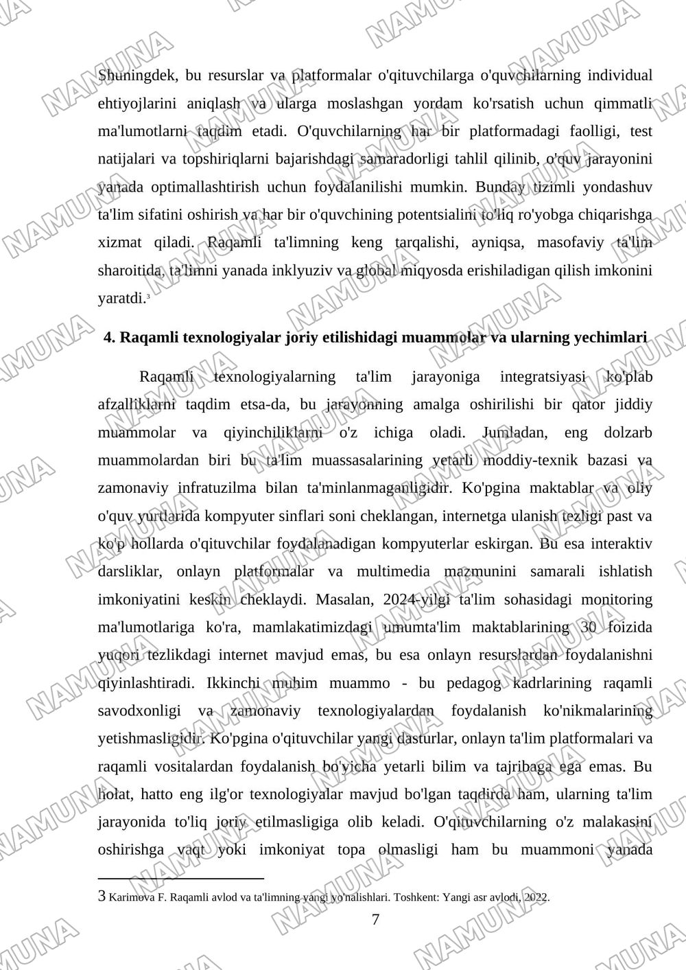 Raqamli texnologiyalarining ta'lim jarayonidagi o'rni — referat, 7-varaq
