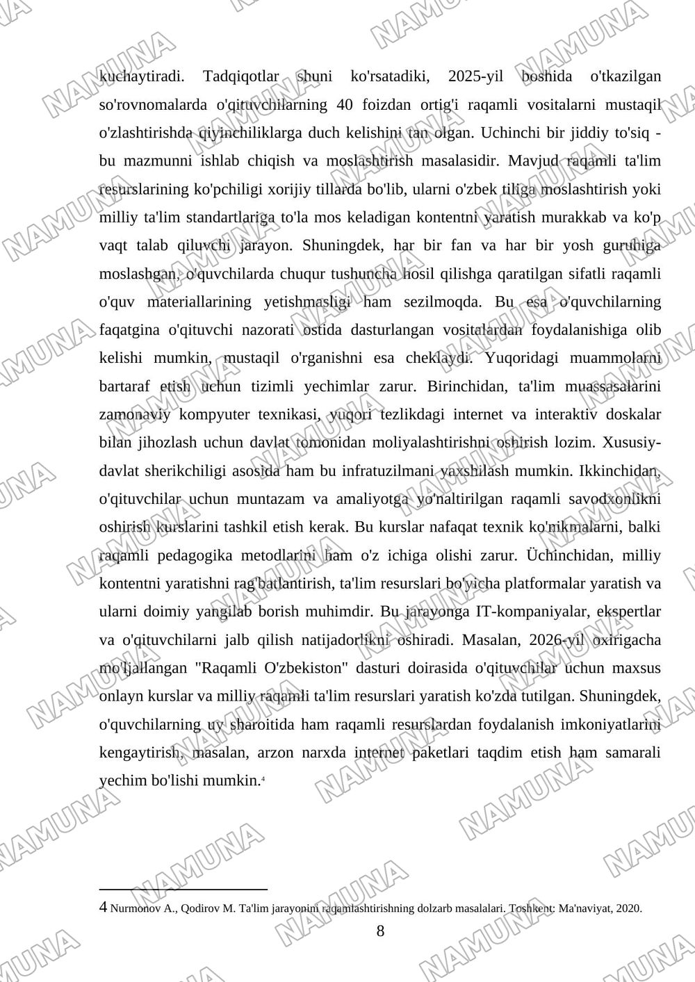 Raqamli texnologiyalarining ta'lim jarayonidagi o'rni — referat, 8-varaq