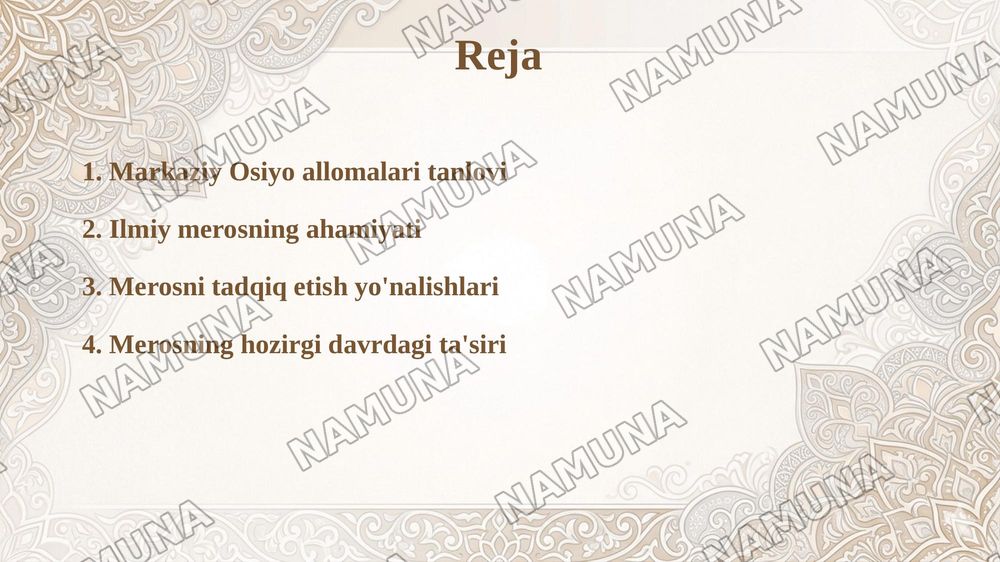 Markaziy Osiyo allomalar va ularning ilmiy me'rosi — taqdimot, 2-slayd