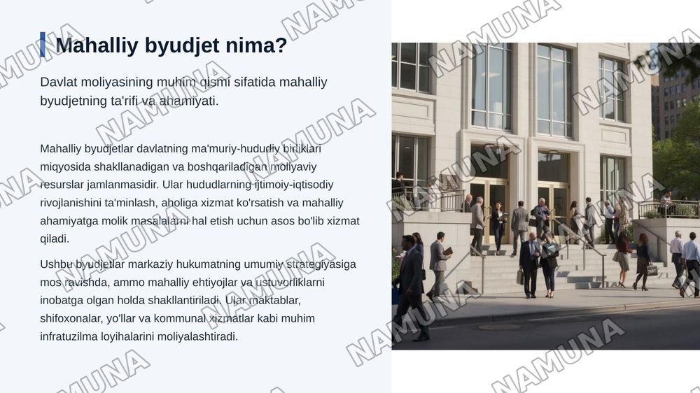 Mahalliy byudjet va transfertlar tahlili. Mahalliy byudjet daromadlari va
xarajatlarinitaqqoslash, hududlararo moliyaviy farqlarni aniqlash va transfertlar
bo‘yicha hisob-kitobhamda tahlil bajarish — zamonaviy taqdimot, 3-slayd
