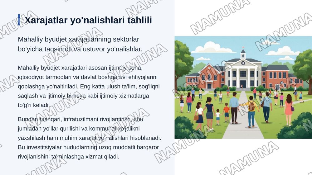 Mahalliy byudjet va transfertlar tahlili. Mahalliy byudjet daromadlari va
xarajatlarinitaqqoslash, hududlararo moliyaviy farqlarni aniqlash va transfertlar
bo‘yicha hisob-kitobhamda tahlil bajarish — zamonaviy taqdimot, 6-slayd