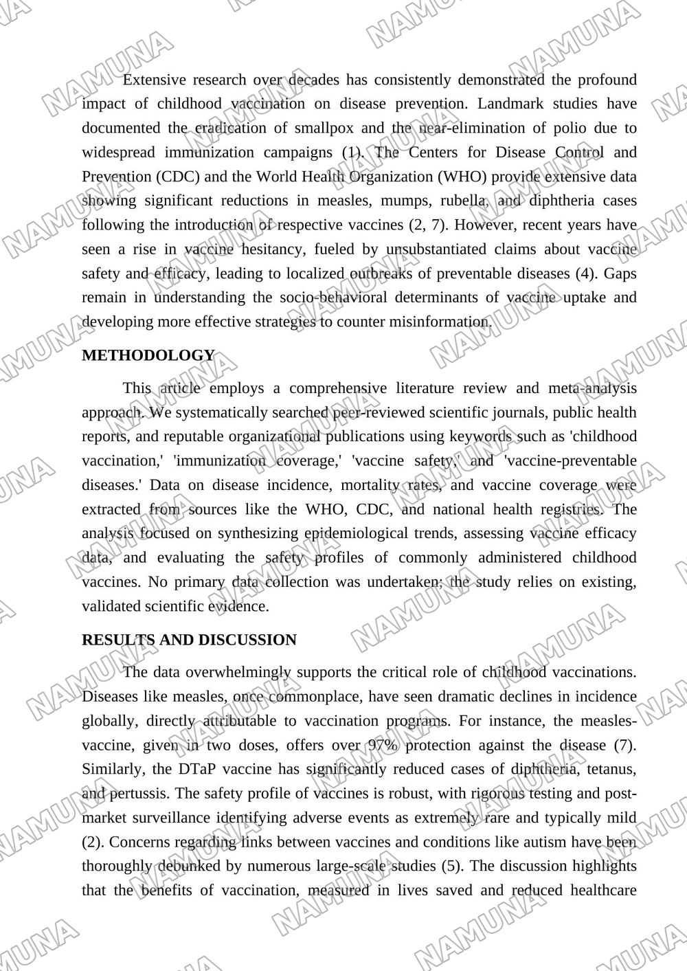 CHILDHOOD VACCINATIONS — maqola, 2-varaq