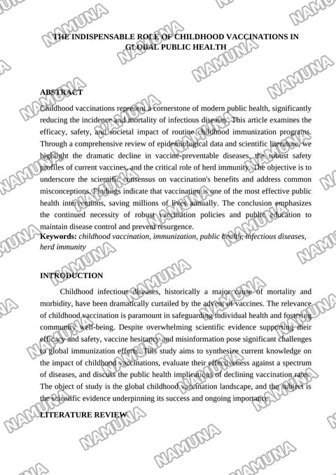 CHILDHOOD VACCINATIONS — maqola