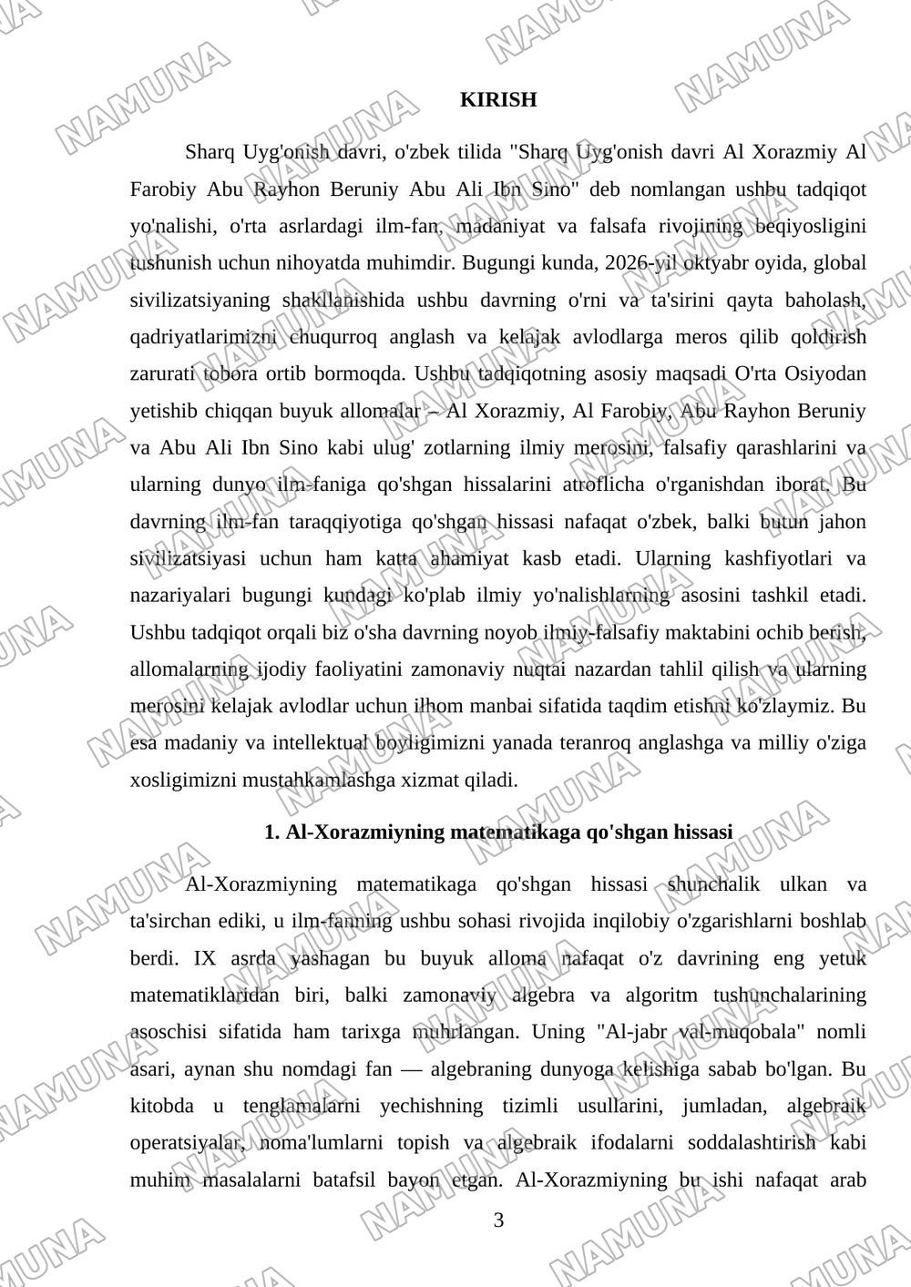 Sharq uyg‘onish davri Al Xorazmiy Al Farobiy Abu Rayhon Beruniy Abu Ali Ibn Sino — mustaqil ish, 3-varaq