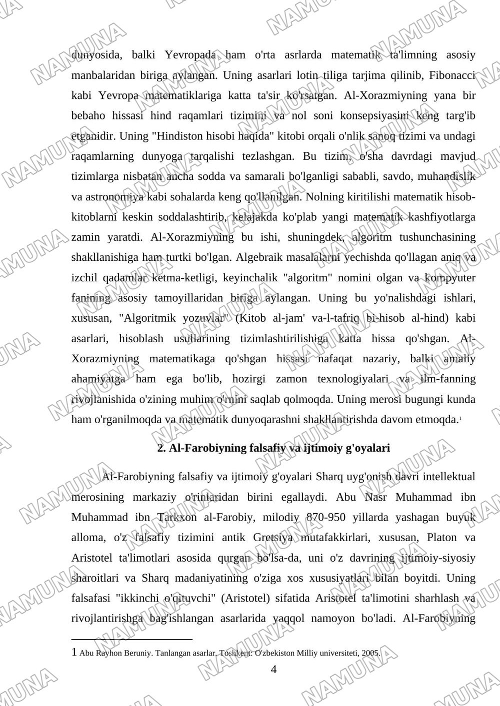 Sharq uyg‘onish davri Al Xorazmiy Al Farobiy Abu Rayhon Beruniy Abu Ali Ibn Sino — mustaqil ish, 4-varaq