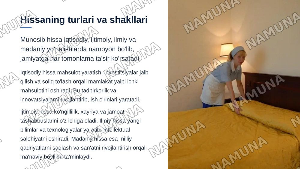 Munosib hissa — zamonaviy taqdimot, 5-slayd
