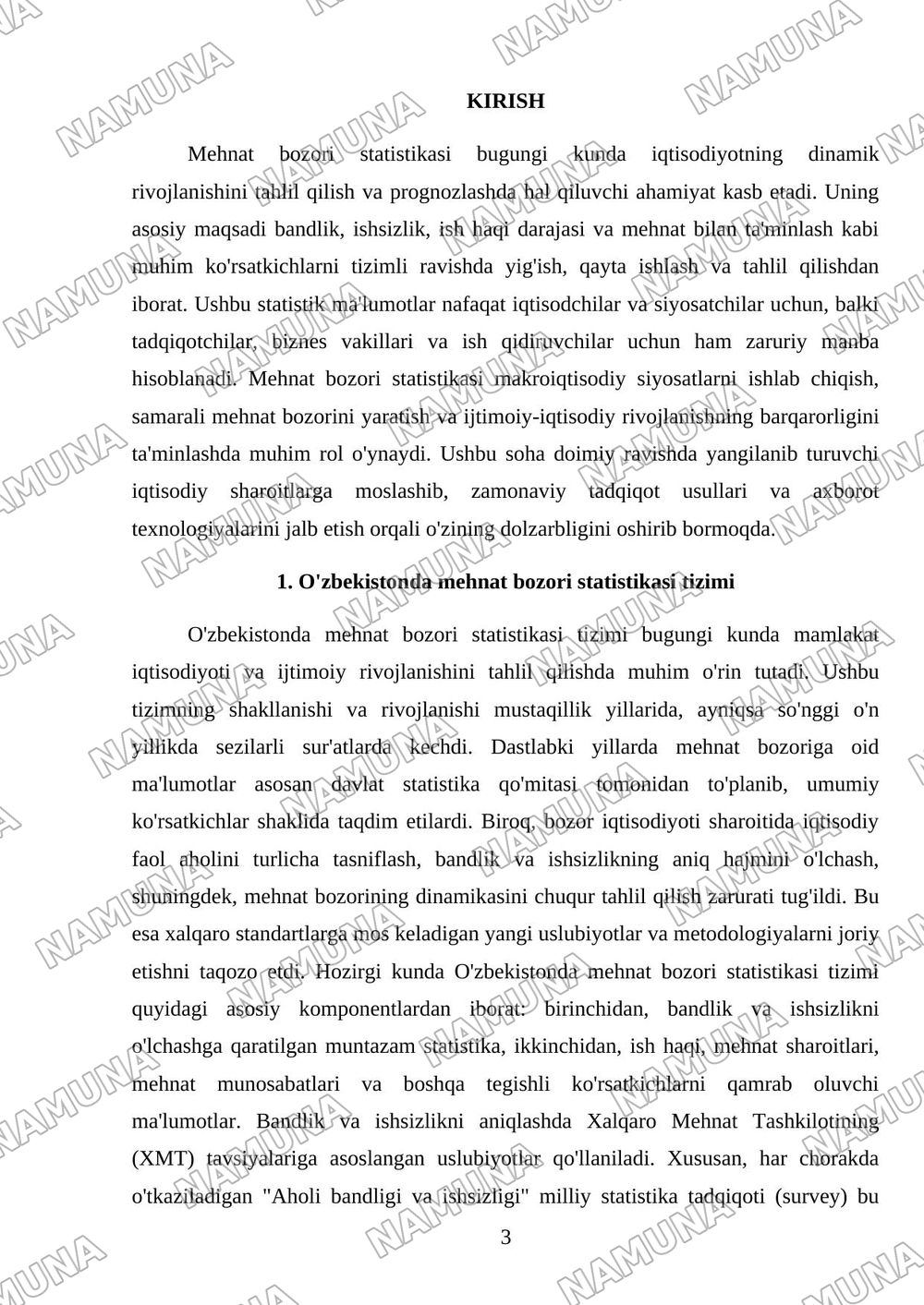 mehnat bozori statistikasi — mustaqil ish, 3-varaq