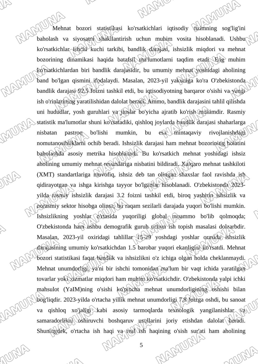 mehnat bozori statistikasi — mustaqil ish, 5-varaq