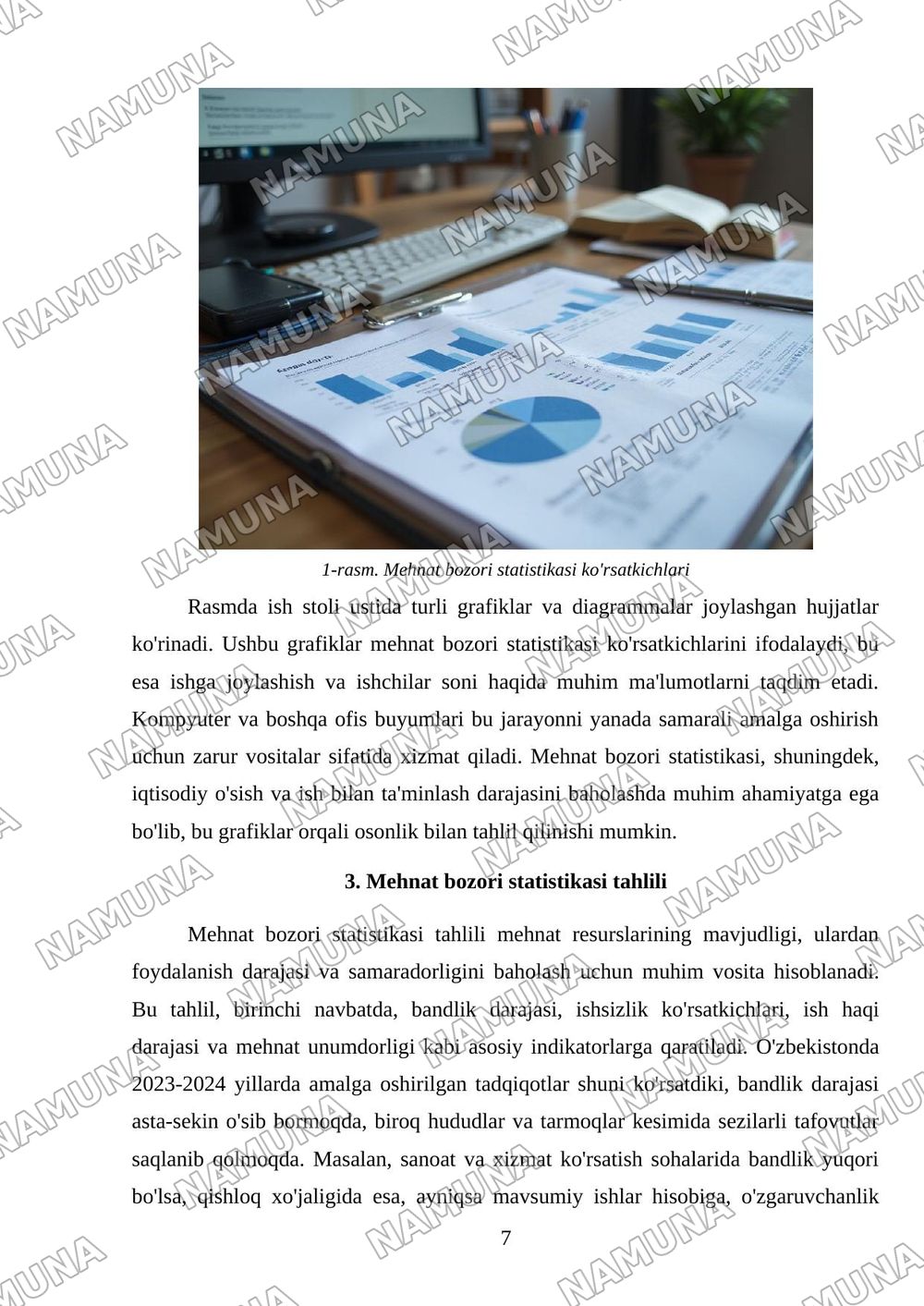 mehnat bozori statistikasi — mustaqil ish, 7-varaq