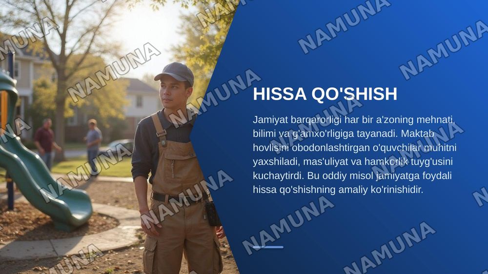 Munosib hissa — zamonaviy taqdimot, 3-slayd