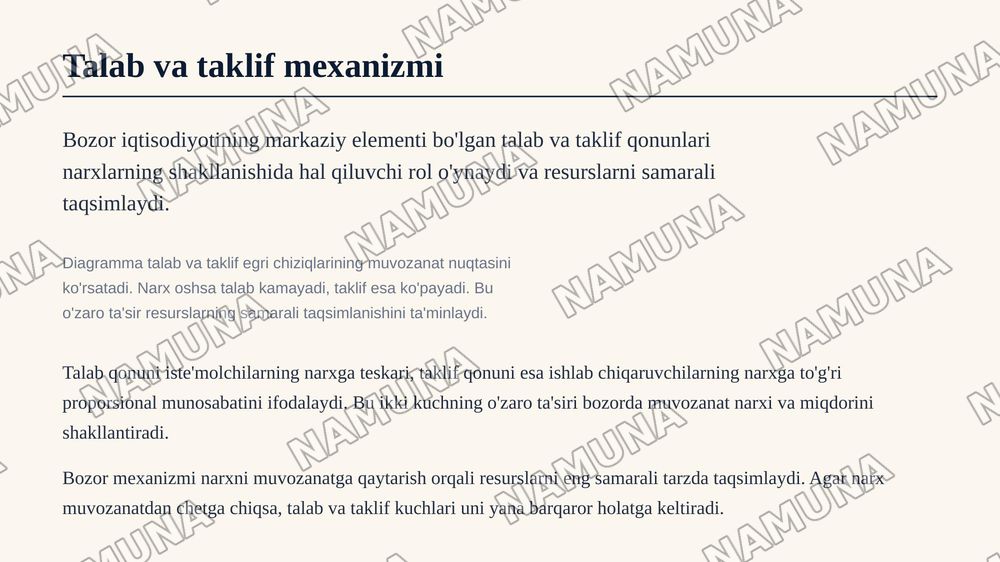 Bozor iqtisodiyotining mazmuni va amal qilishi — zamonaviy taqdimot, 4-slayd