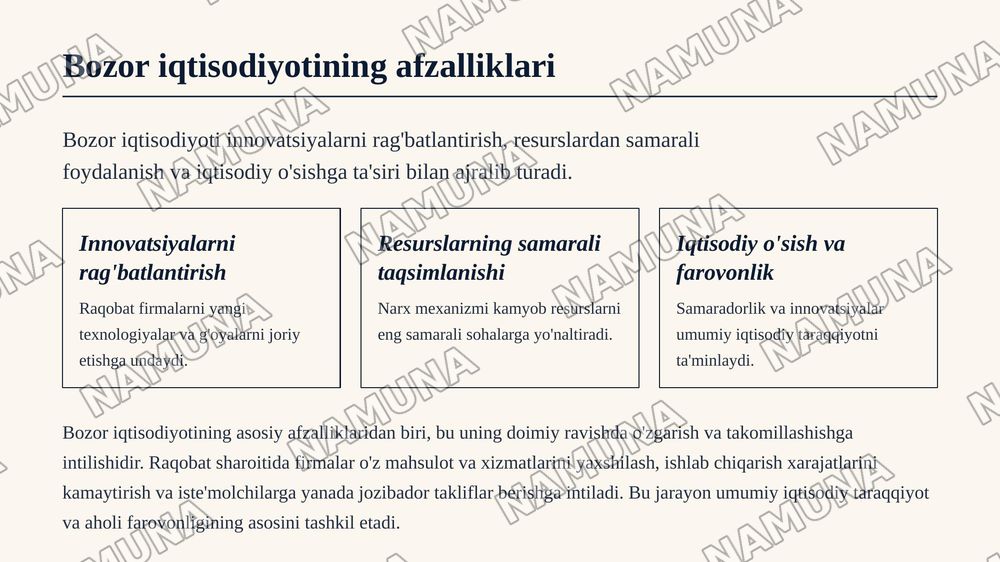 Bozor iqtisodiyotining mazmuni va amal qilishi — zamonaviy taqdimot, 6-slayd