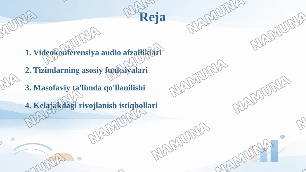 Masofaviy ta’limda Videokonferensiya va audio konferensiya tizimlari va ulardan foydalanish. — taqdimot, 2-slayd