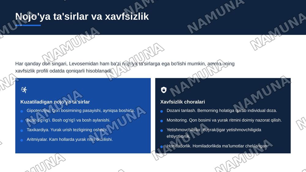 Levosemidan — zamonaviy taqdimot, 8-slayd