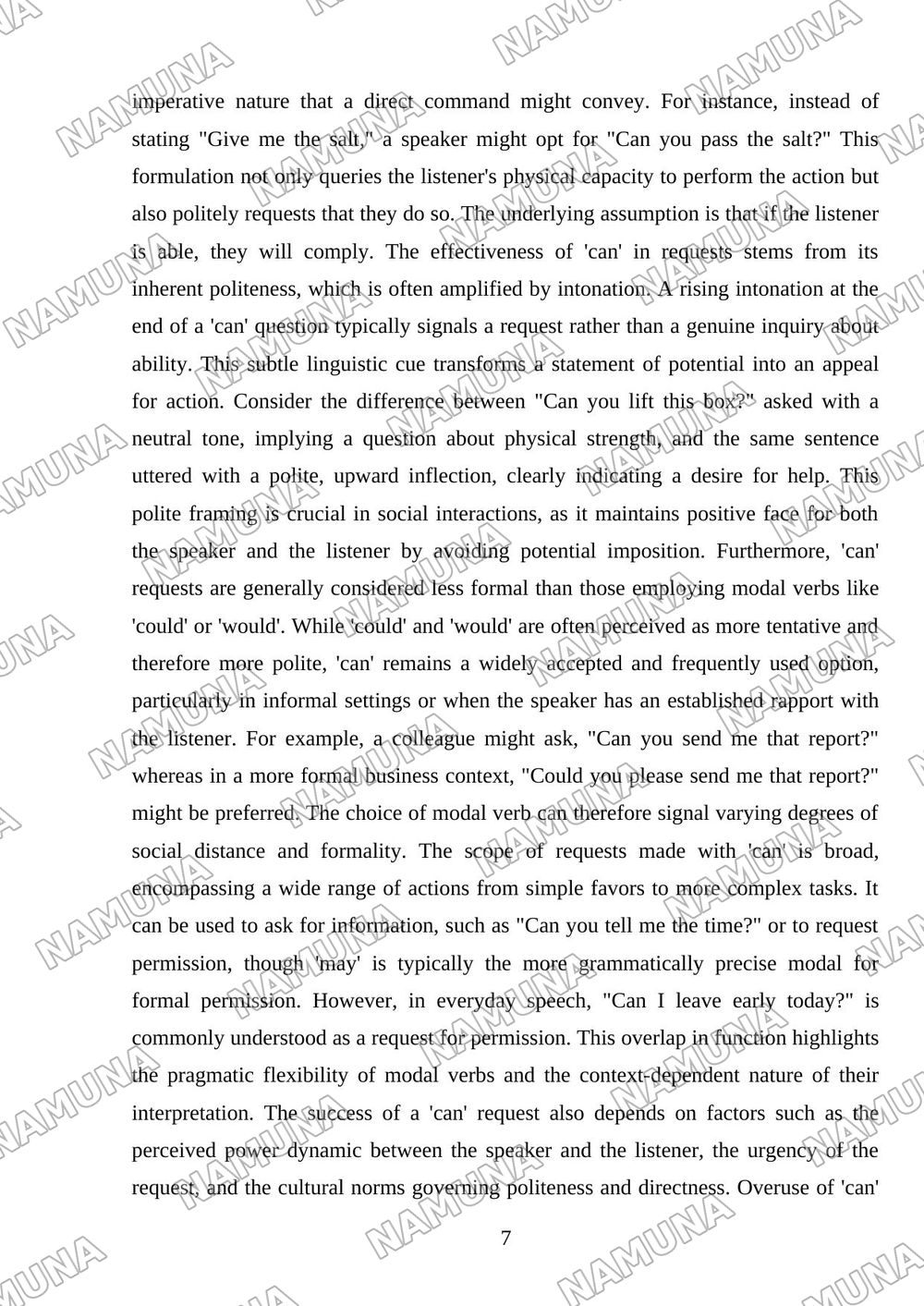 Grammar: Modal verbs: Can, Offers, Requests, and Permission. — mustaqil ish, 7-varaq